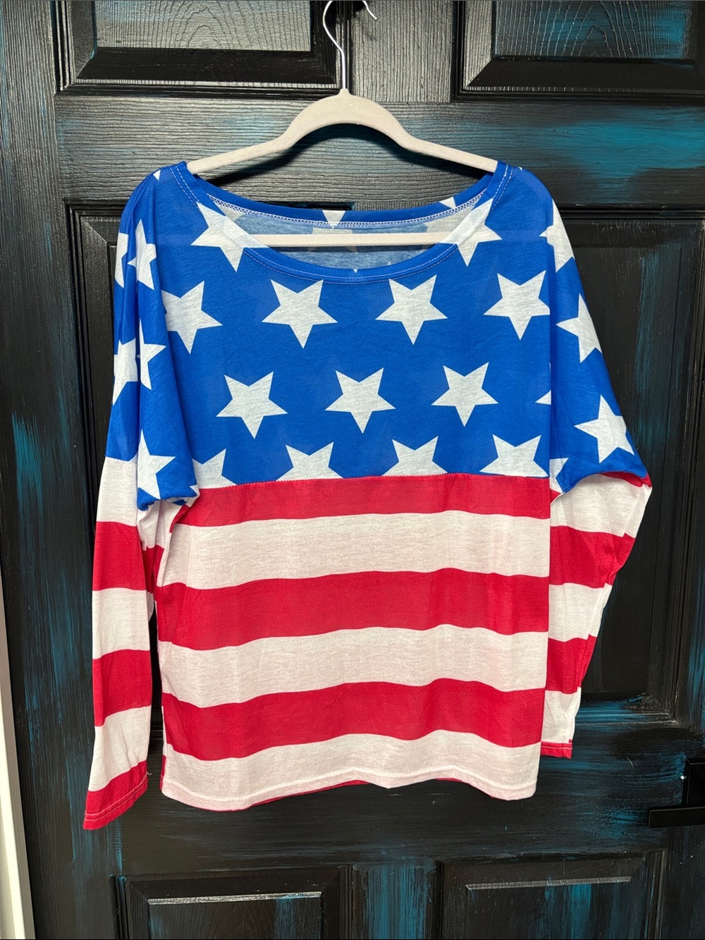 Source Unknown Stars & Stripes Long Sleeve Top - Blue/Red/White